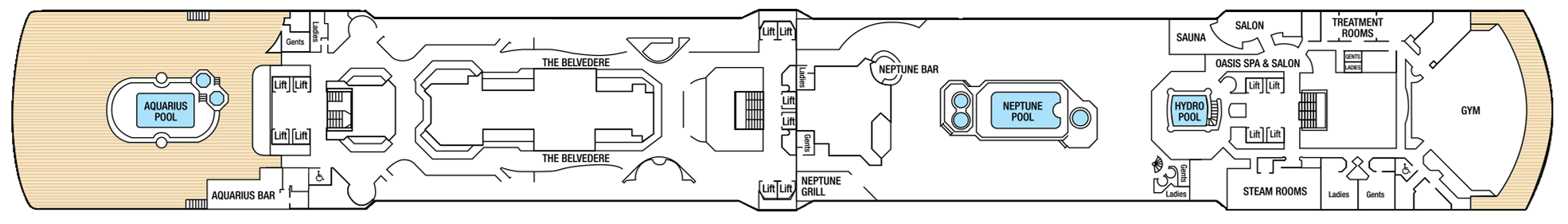 P&O Crusies, Arcadia, Deck 9 - LIDO Deck.png